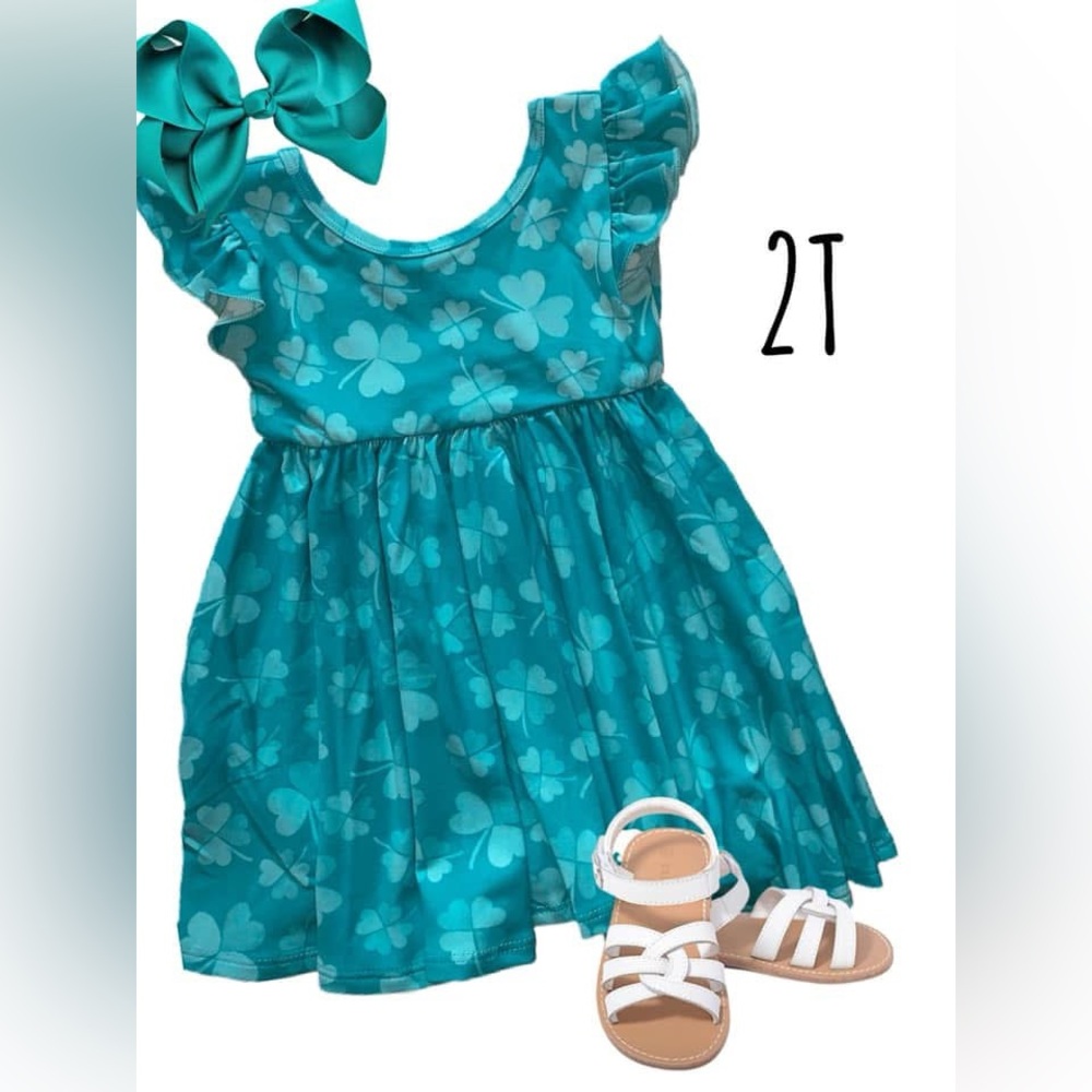 DotDotSmile Teal Clover Kids Dress